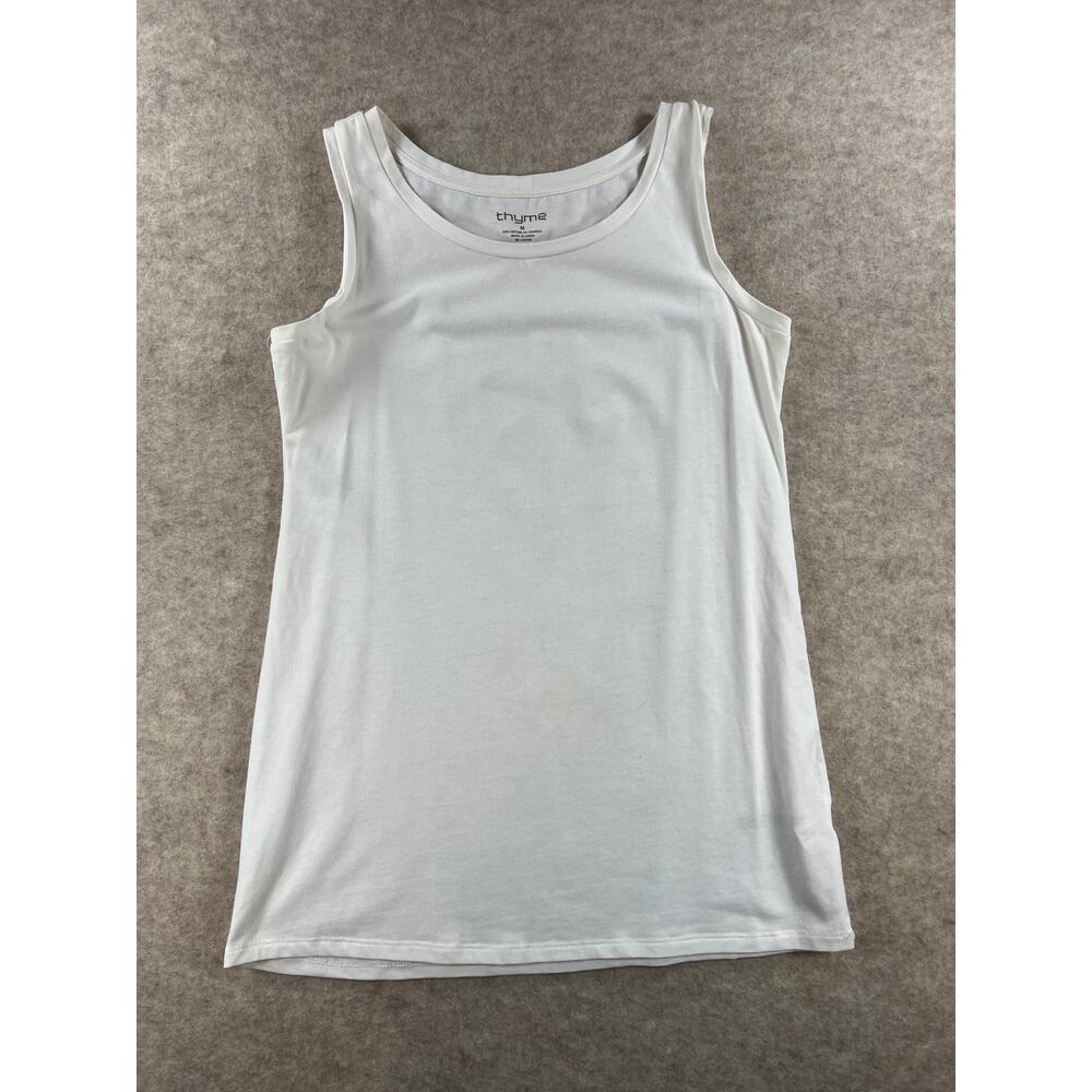 Thyme Maternity White Stretch Tank Top Size Medium